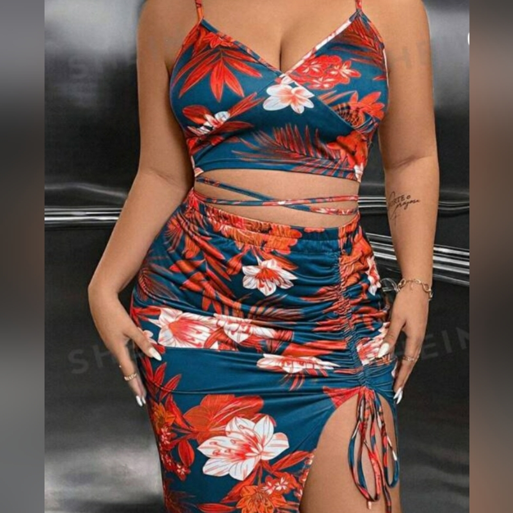 Floral Crop Top/Skirt Set